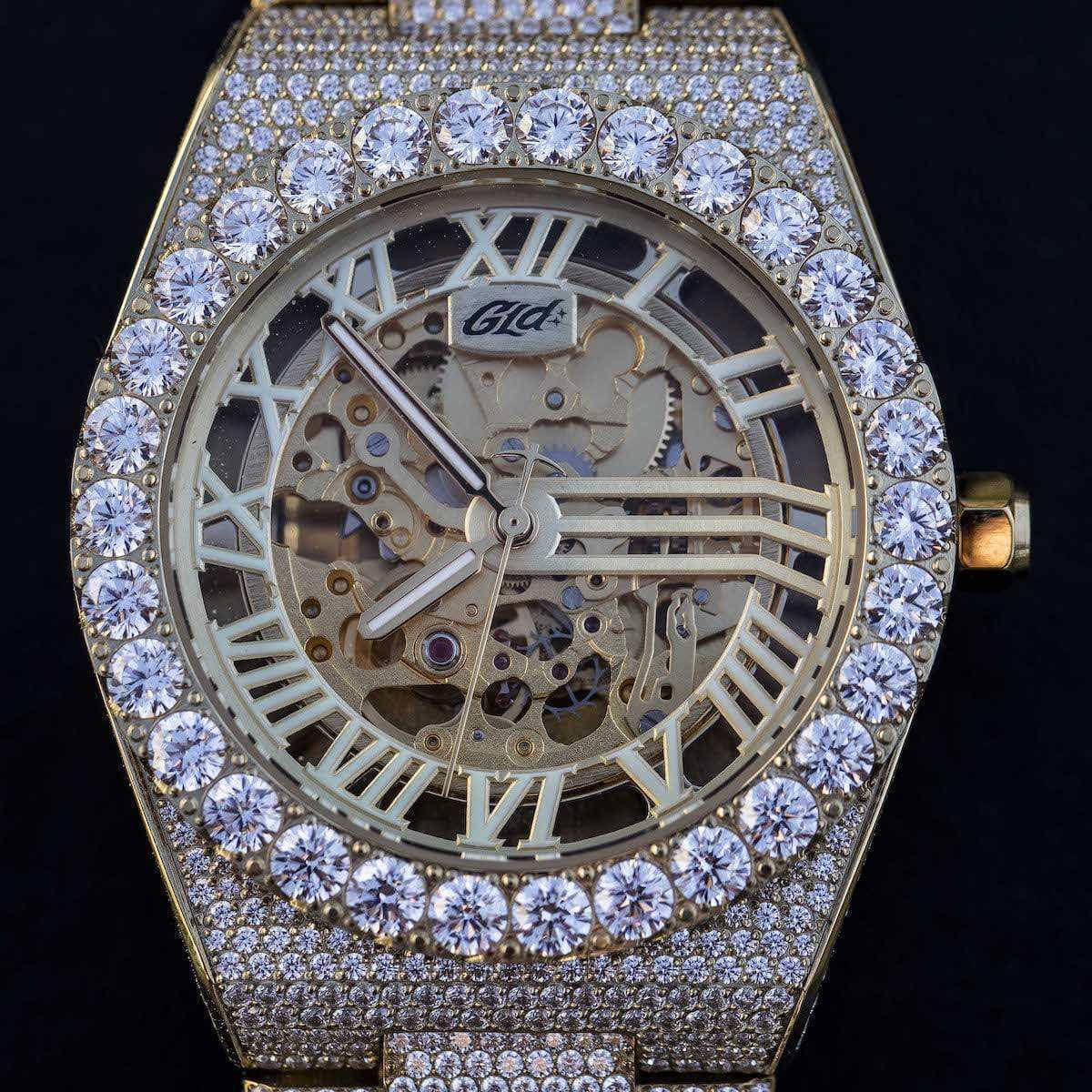 42MM Iced Alpha Era® Luminous Skeleton Gold - The GLD Shop