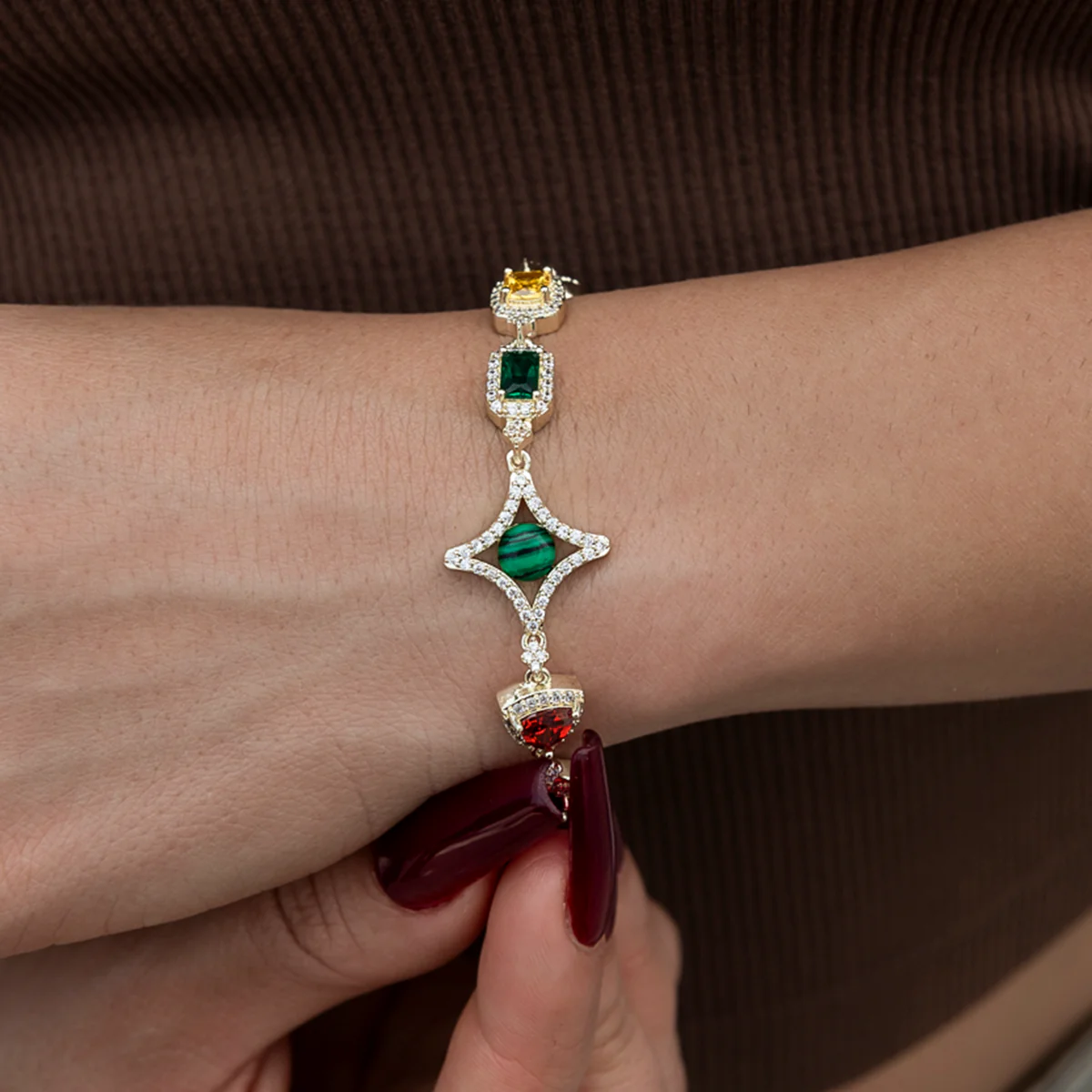 Colored Gemstone Chain Bracelet - The GLD Shop