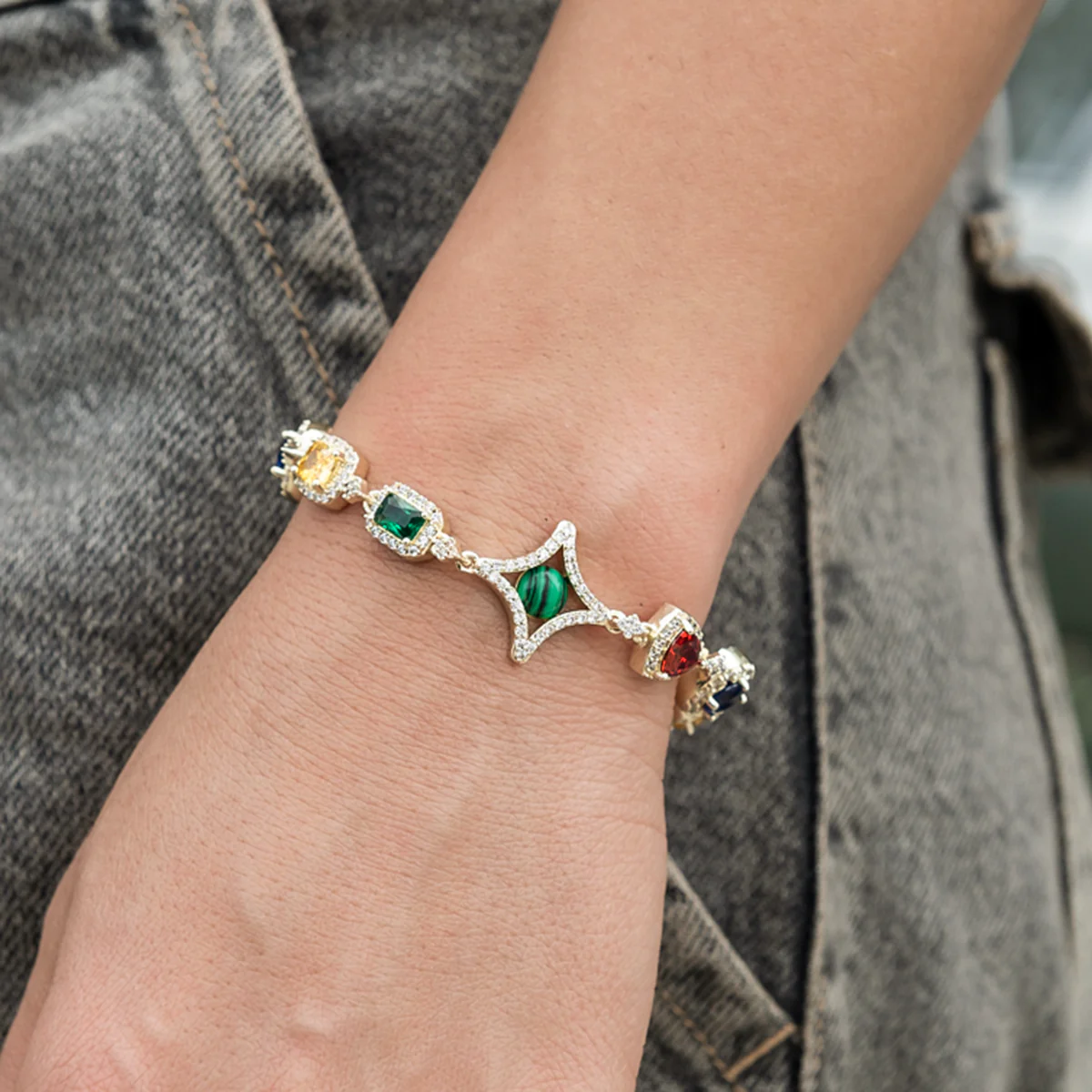 Colored Gemstone Chain Bracelet - The GLD Shop