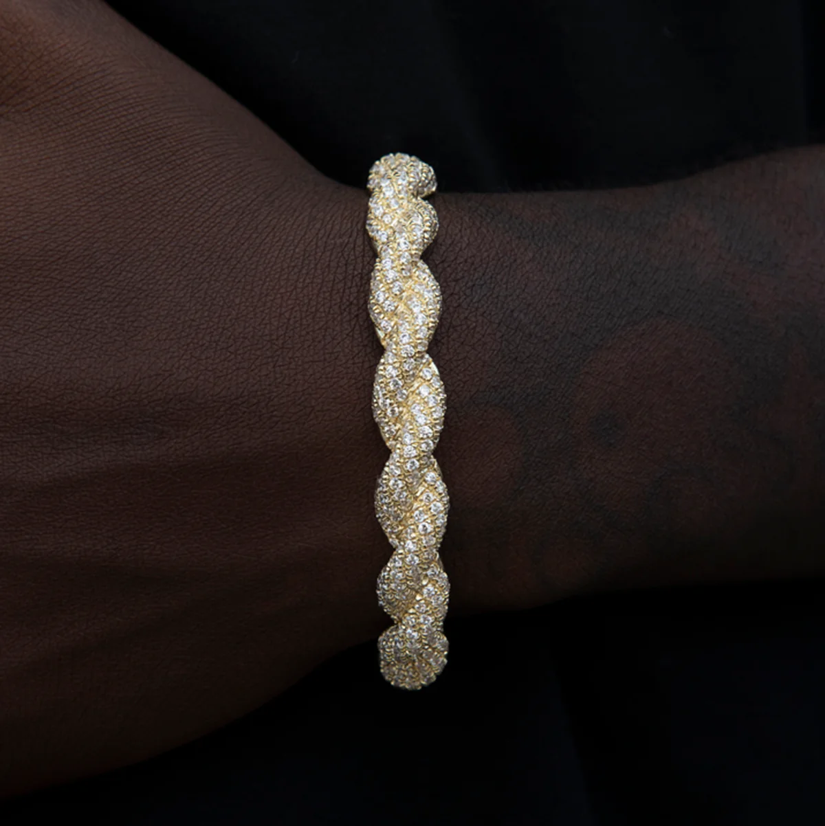 Diamond Rope Cuff Bracelet in Yellow Gold- 10mm - The GLD Shop 1 Diamond Rope Cuff Bracelet in Yellow Gold- 10mm - The GLD Shop