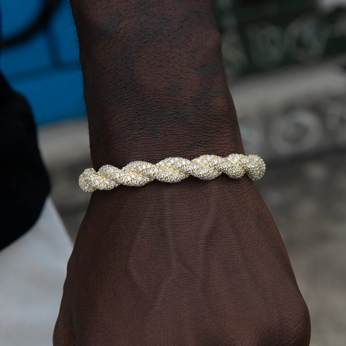 Diamond Rope Cuff Bracelet in Yellow Gold- 10mm - The GLD Shop 7 Diamond Rope Cuff Bracelet in Yellow Gold- 10mm - The GLD Shop