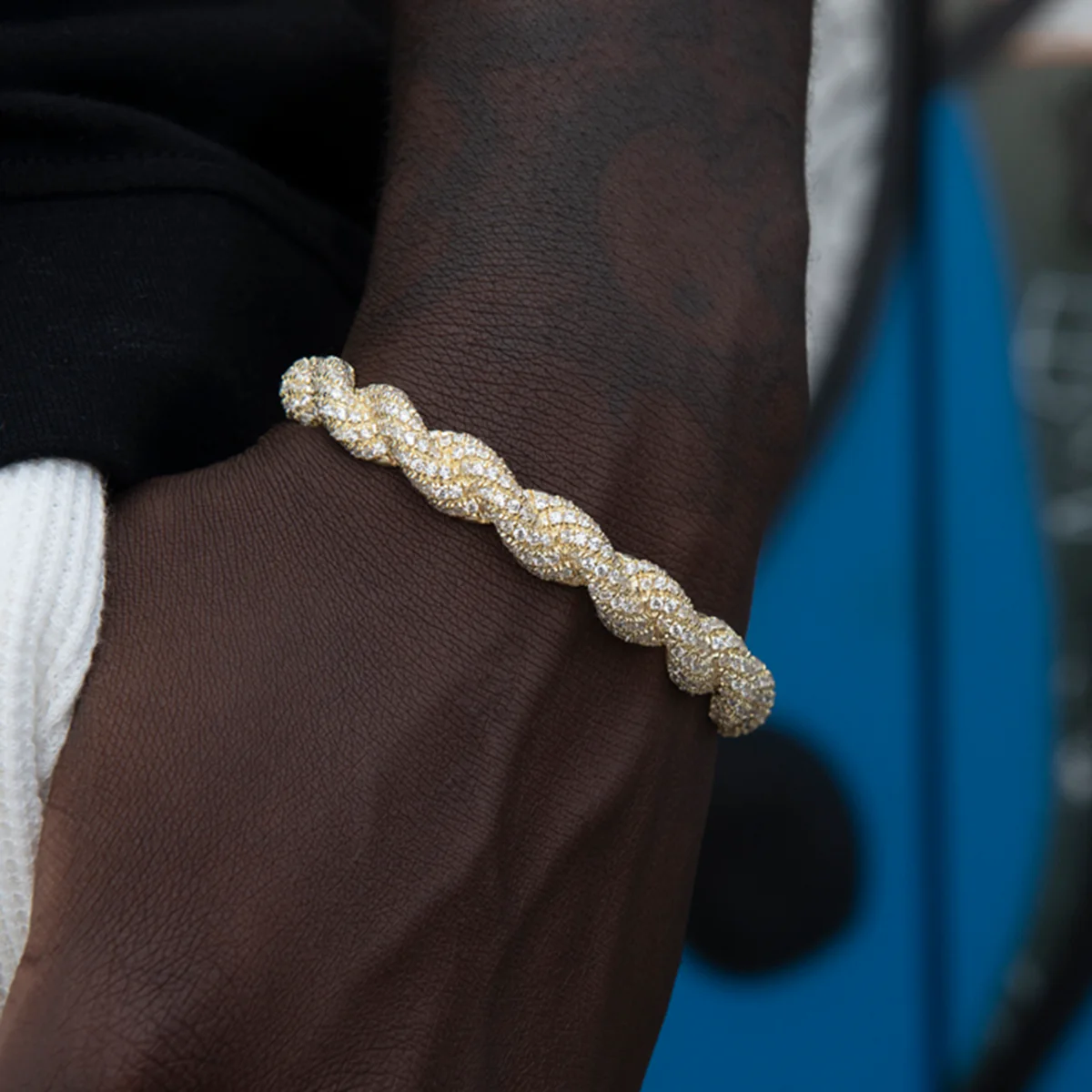 Diamond Rope Cuff Bracelet in Yellow Gold- 10mm - The GLD Shop 8 Diamond Rope Cuff Bracelet in Yellow Gold- 10mm - The GLD Shop