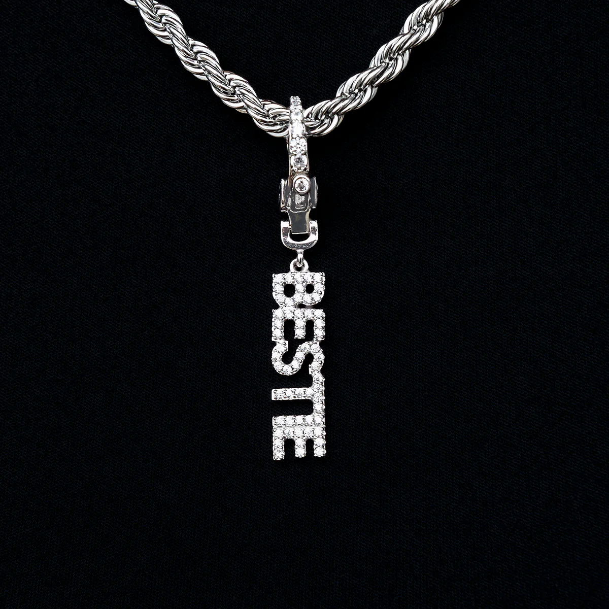 "Bestie" Clip On Charm Pendant in White Gold - The GLD Shop
