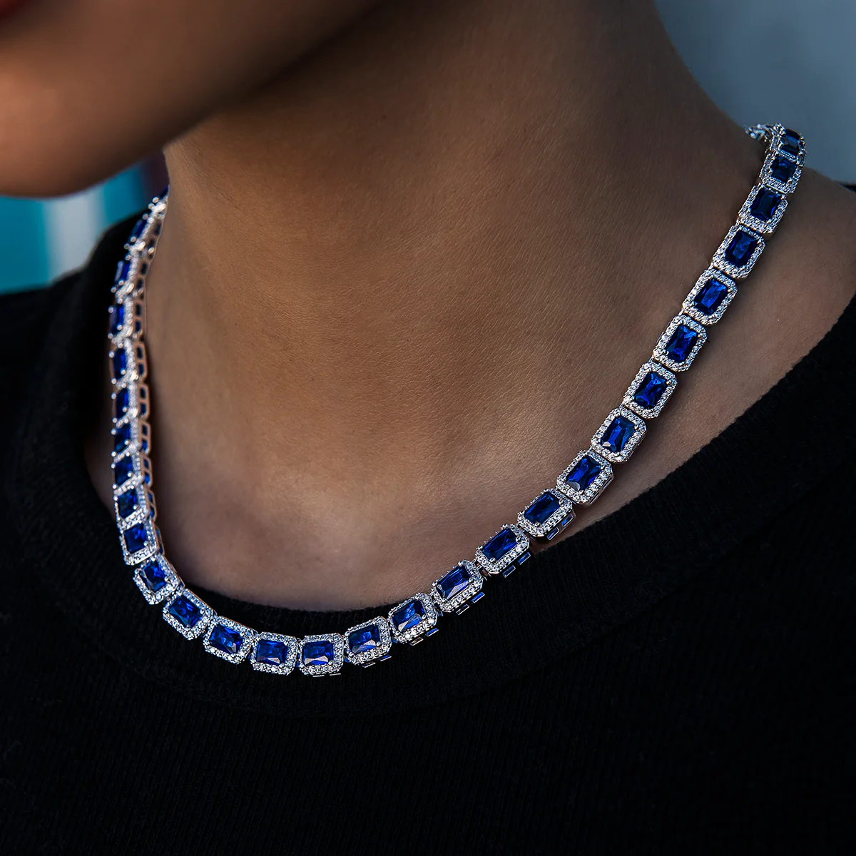 Sapphire Tennis Necklace | Cushion Cut Gemstone Chain | GLD - The GLD Shop 9 Sapphire Tennis Necklace | Cushion Cut Gemstone Chain | GLD - The GLD Shop