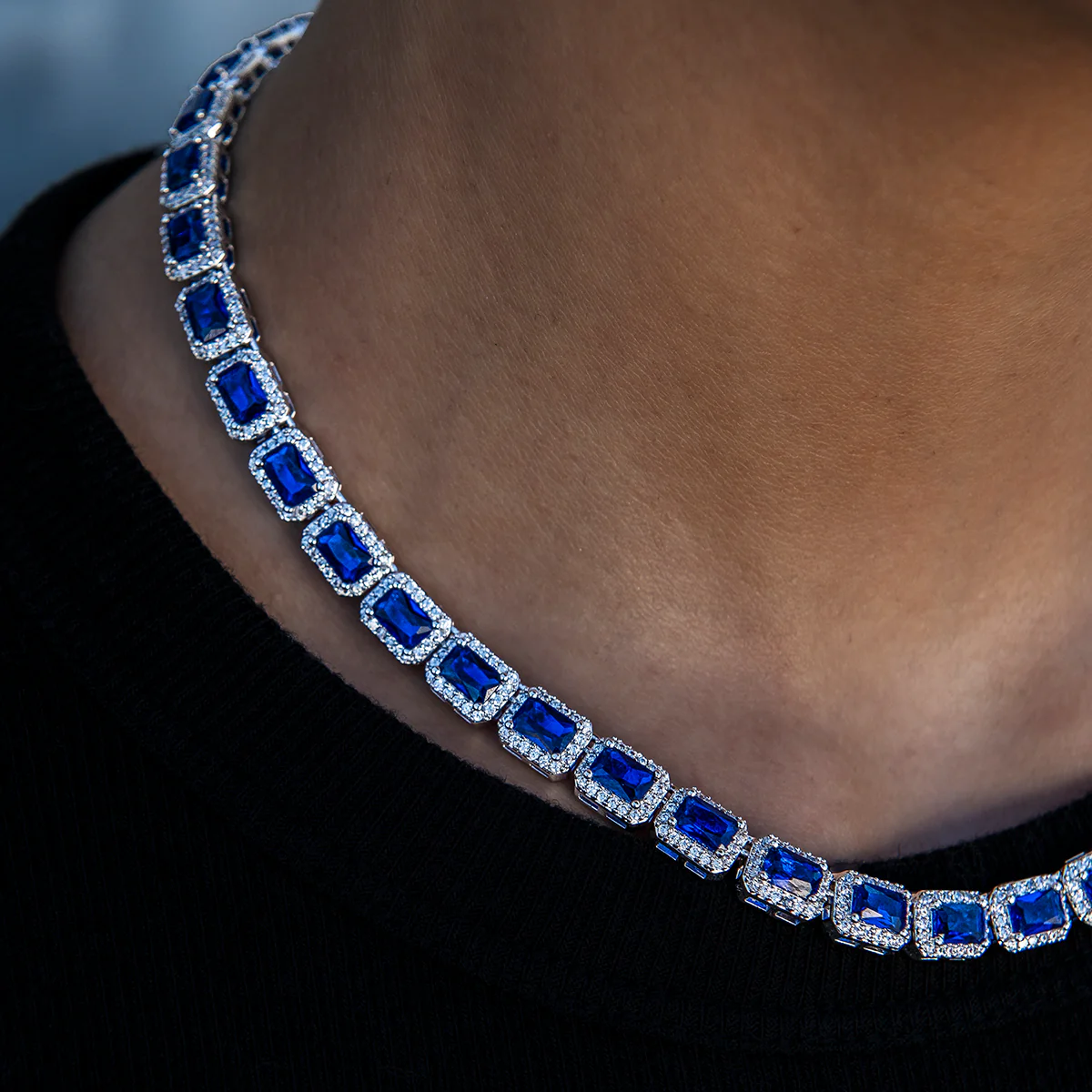 Sapphire Tennis Necklace | Cushion Cut Gemstone Chain | GLD - The GLD Shop 10 Sapphire Tennis Necklace | Cushion Cut Gemstone Chain | GLD - The GLD Shop