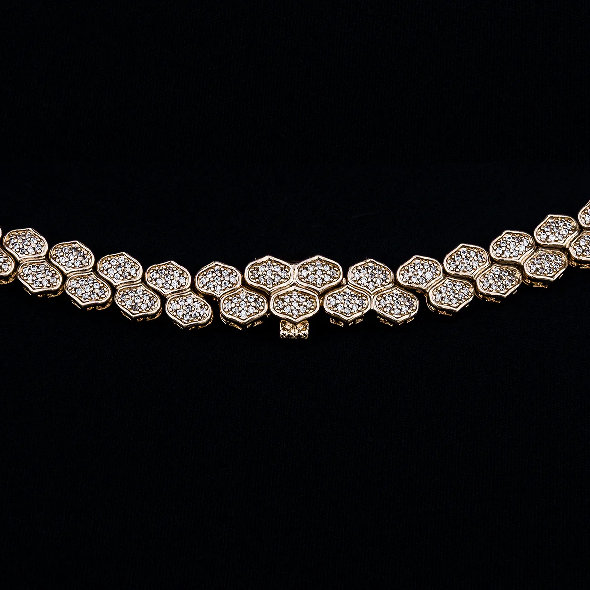 Diamond Pave Flat Snake Link Necklace in Yellow Gold-4mm - The GLD Shop 10 Diamond Pave Flat Snake Link Necklace in Yellow Gold-4mm - The GLD Shop