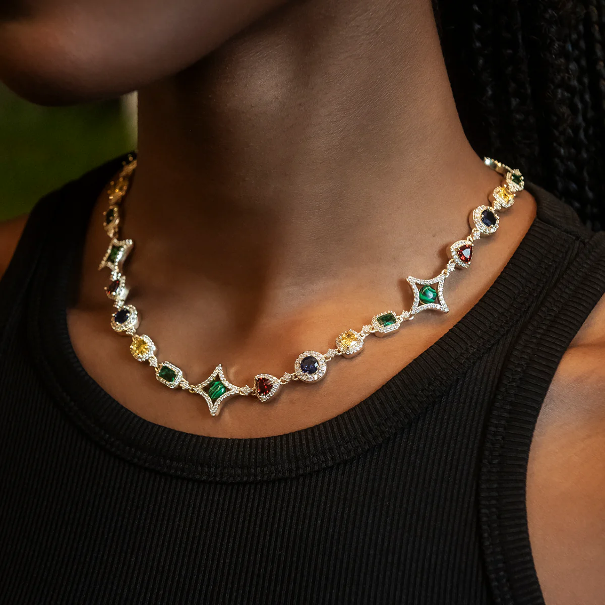 Colored Gemstone Necklace + Bracelet Bundle in Yellow Gold - The GLD Shop 9 Colored Gemstone Necklace + Bracelet Bundle in Yellow Gold - The GLD Shop