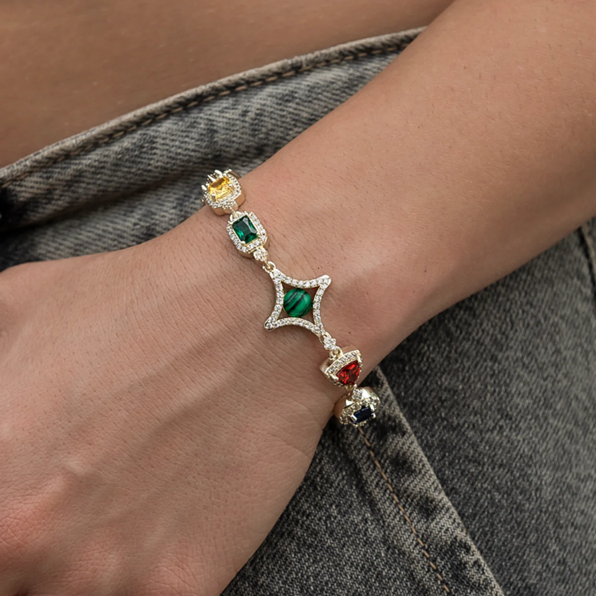 Colored Gemstone Necklace + Bracelet Bundle in Yellow Gold - The GLD Shop 11 Colored Gemstone Necklace + Bracelet Bundle in Yellow Gold - The GLD Shop