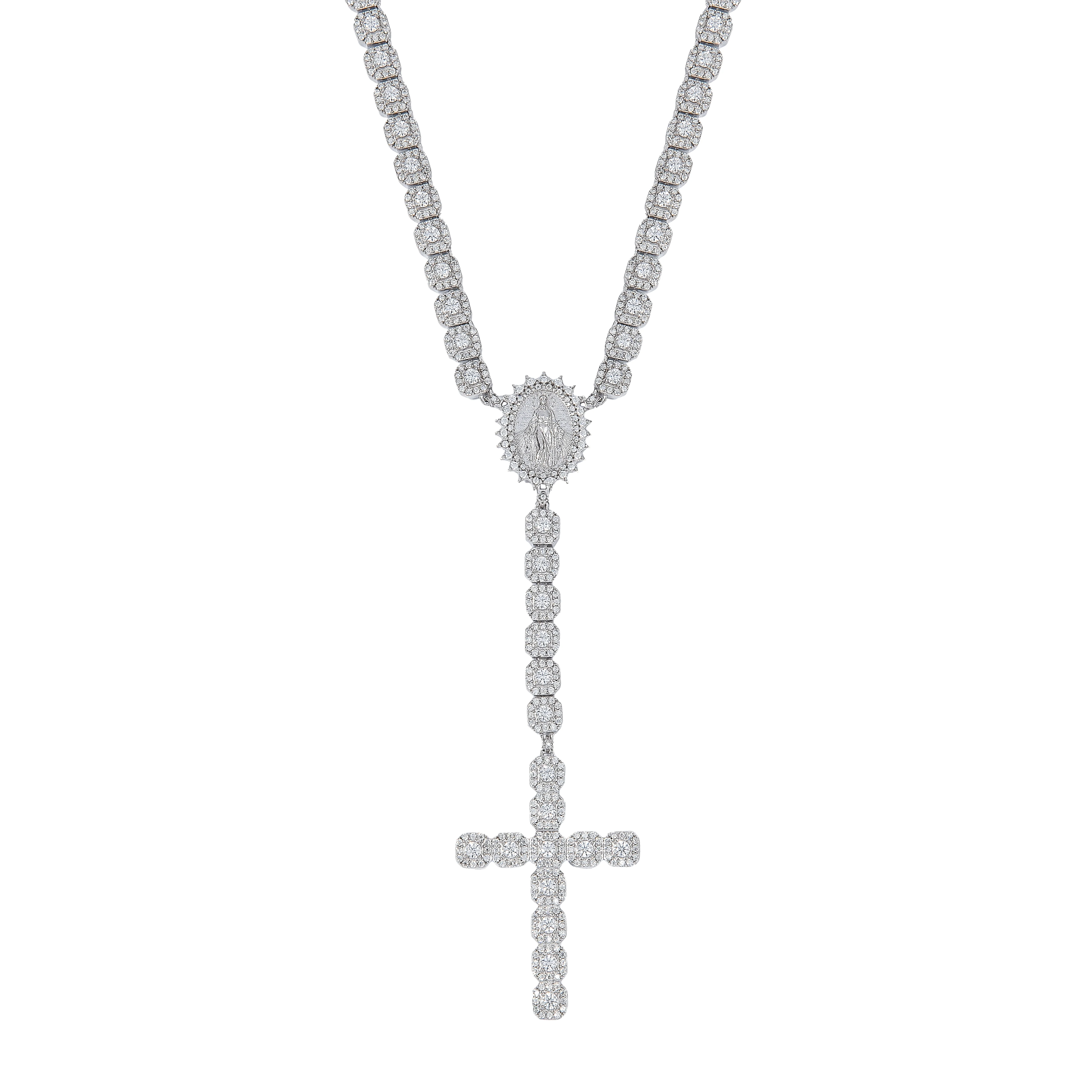 Women's Moissanite Micro Clustered Rosary Chain | GLD - The GLD Shop 1 Women's Moissanite Micro Clustered Rosary Chain | GLD - The GLD Shop