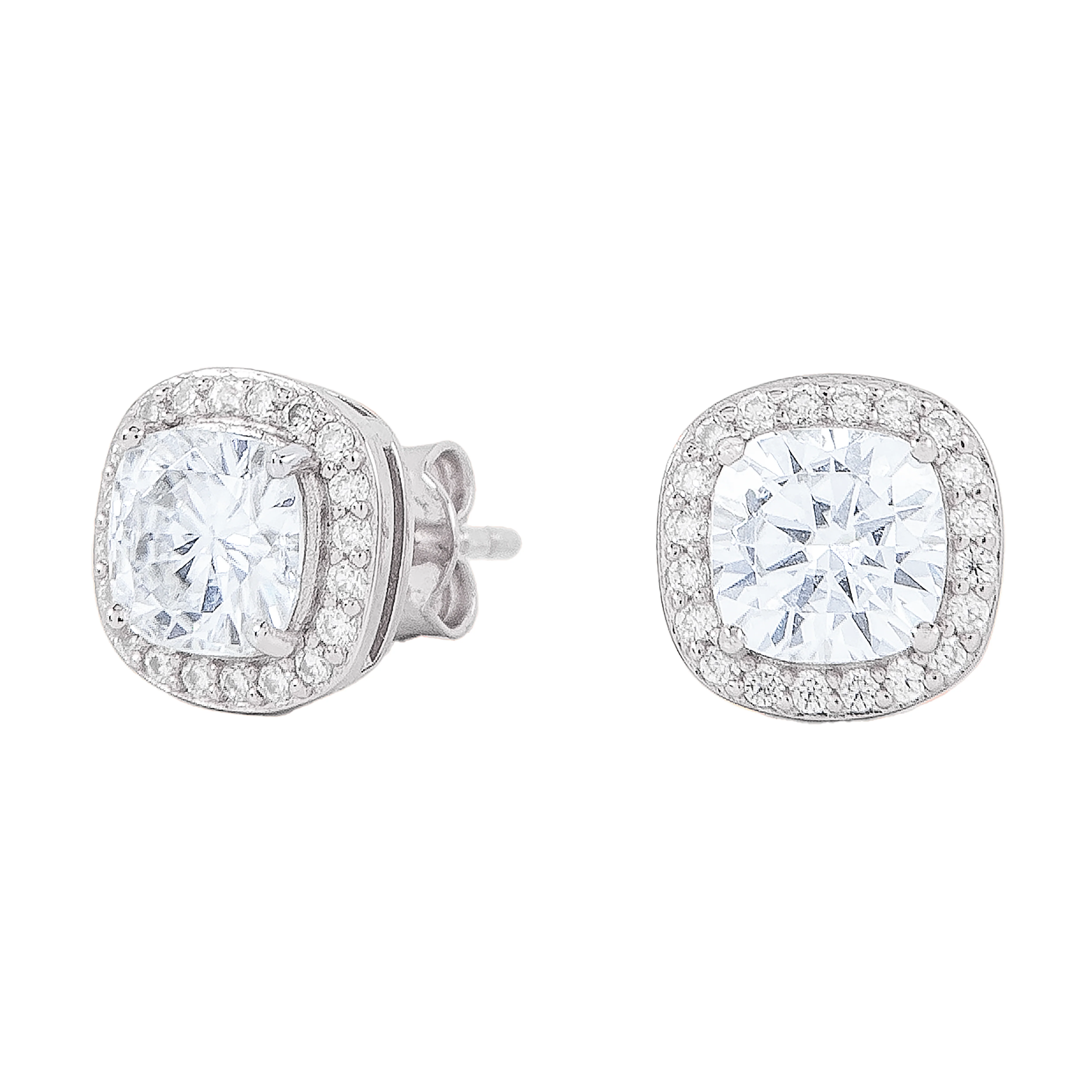 Women's Cushion Cut Moissanite Earrings in White Gold | GLD - The GLD Shop