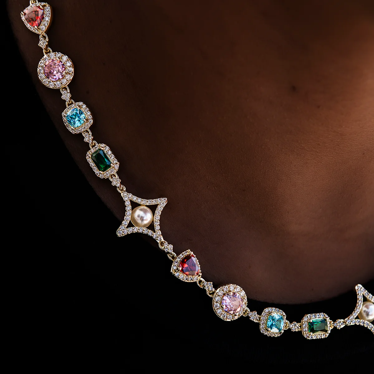 Colored Gemstone Pearl Necklace | Vibrant Luxury - The GLD Shop