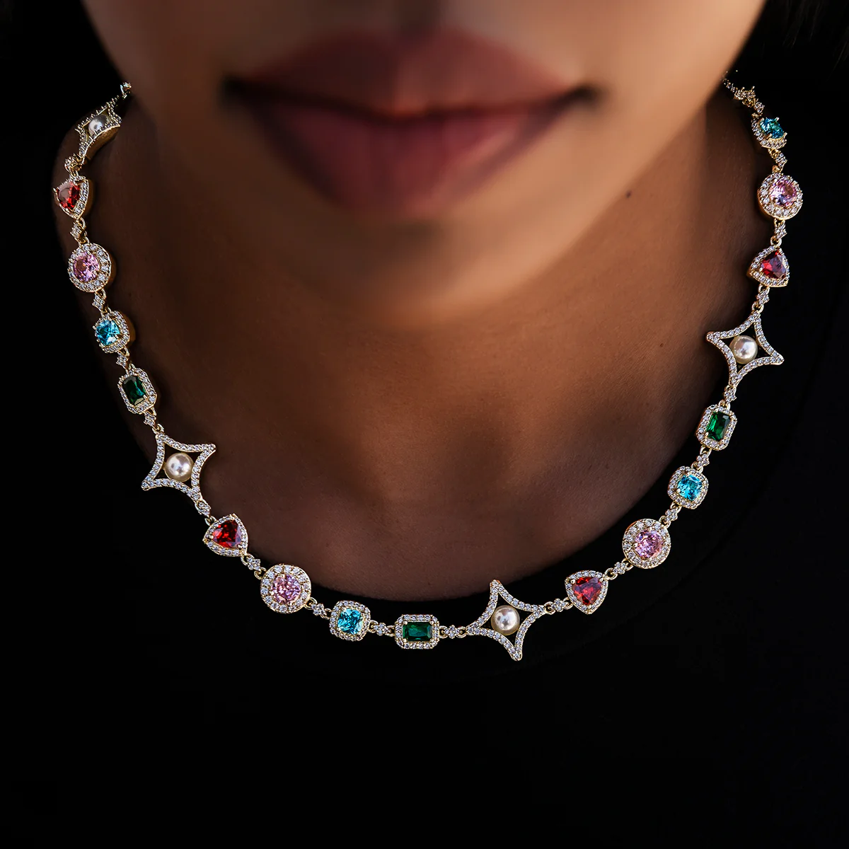 Colored Gemstone Pearl Necklace | Vibrant Luxury - The GLD Shop
