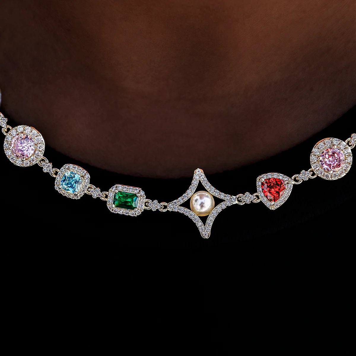 Colored Gemstone Pearl Necklace | Vibrant Luxury - The GLD Shop