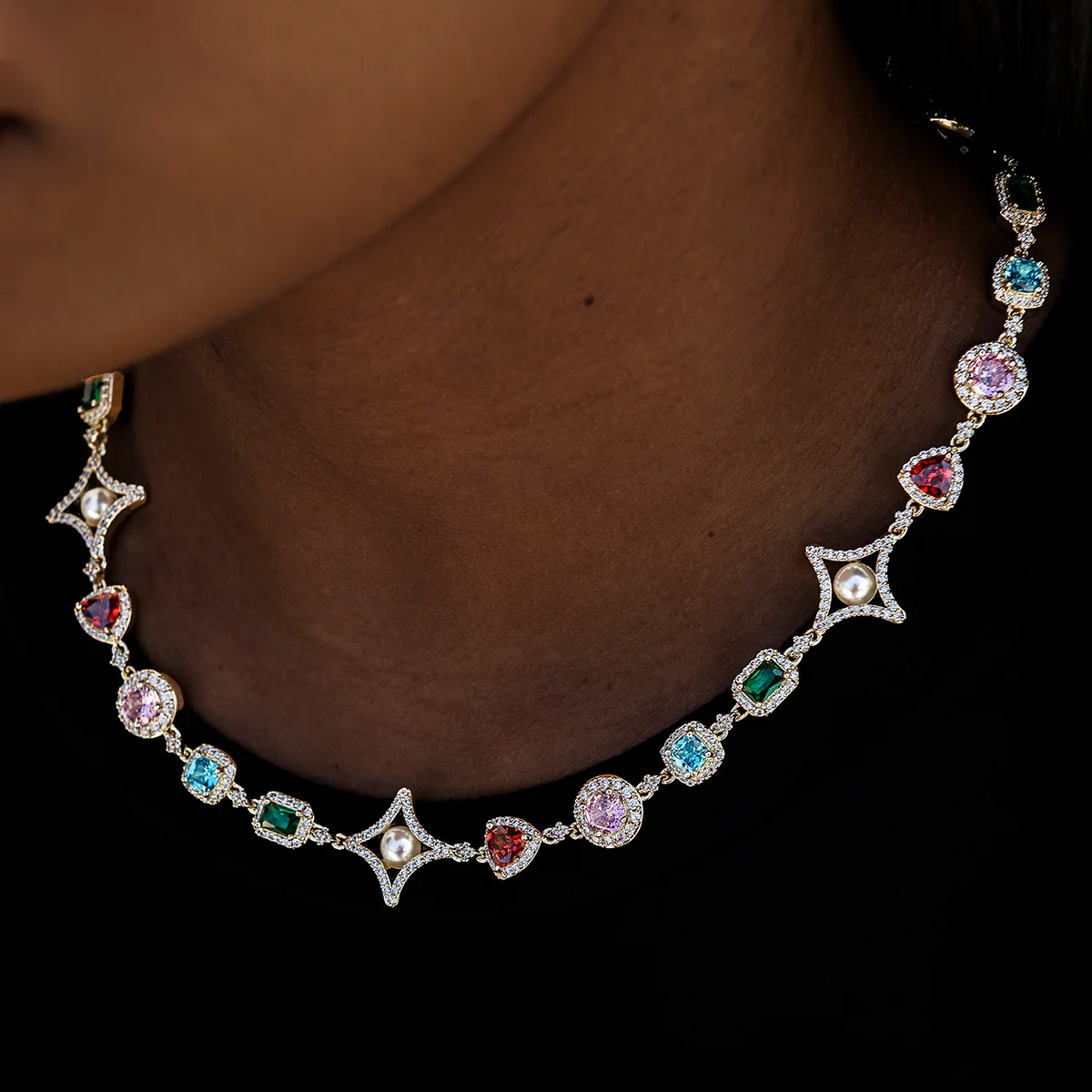 Colored Gemstone Pearl Necklace | Vibrant Luxury - The GLD Shop