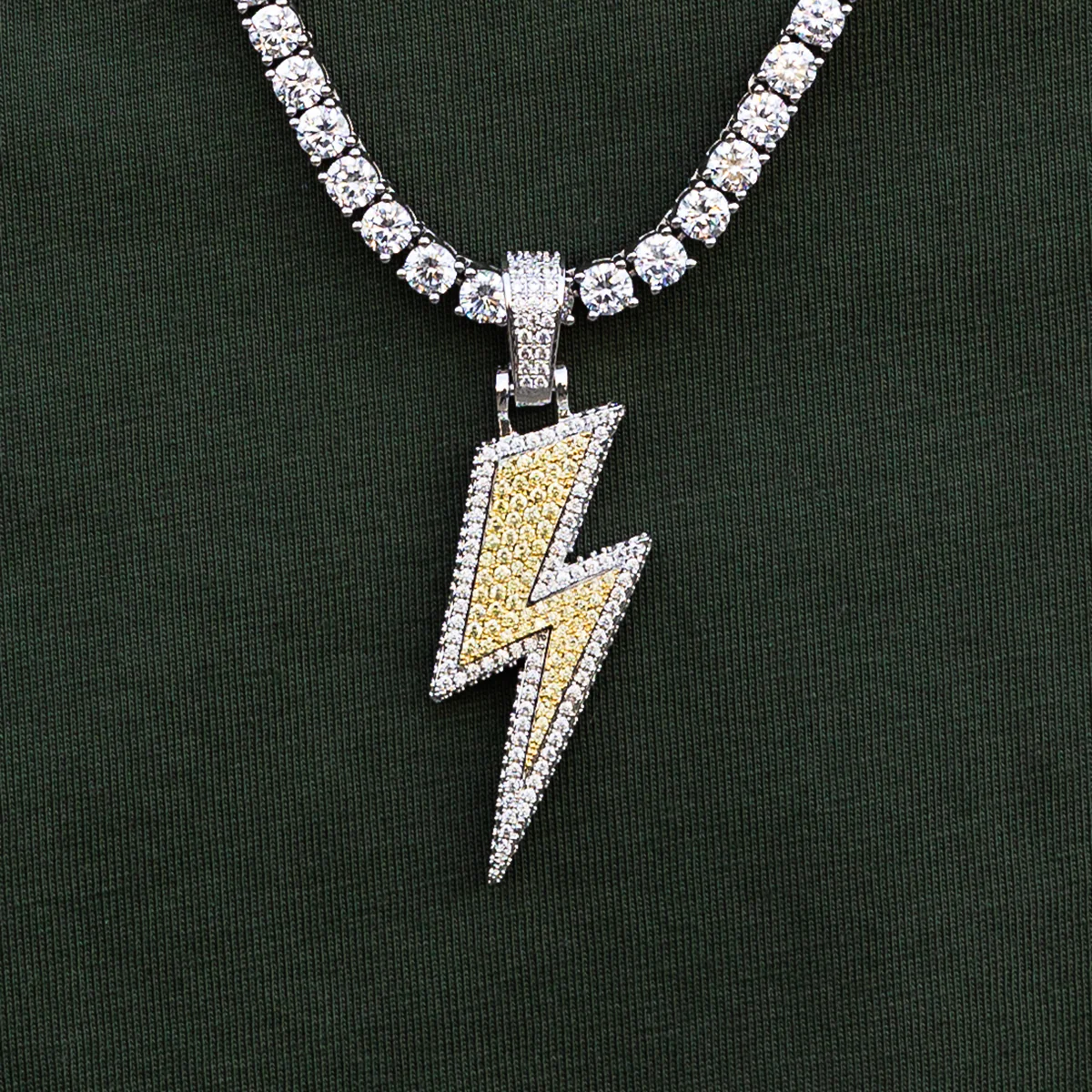 14k White Vermeil Iced Bolt - The GLD Shop