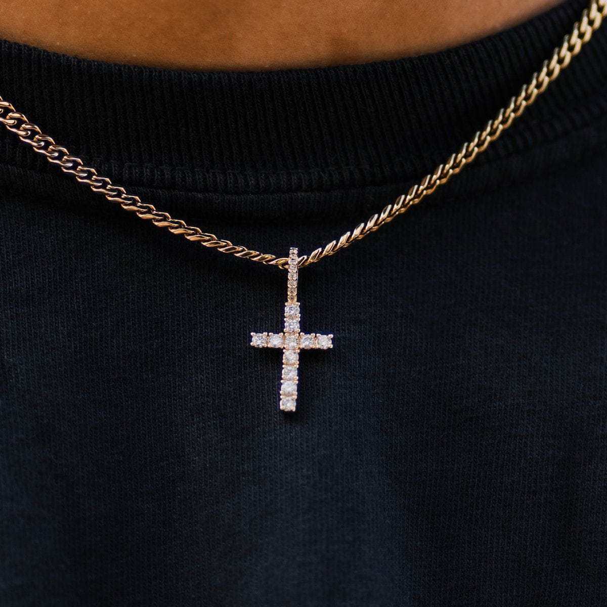 18k Vermeil Micro Diamond Cross - The GLD Shop