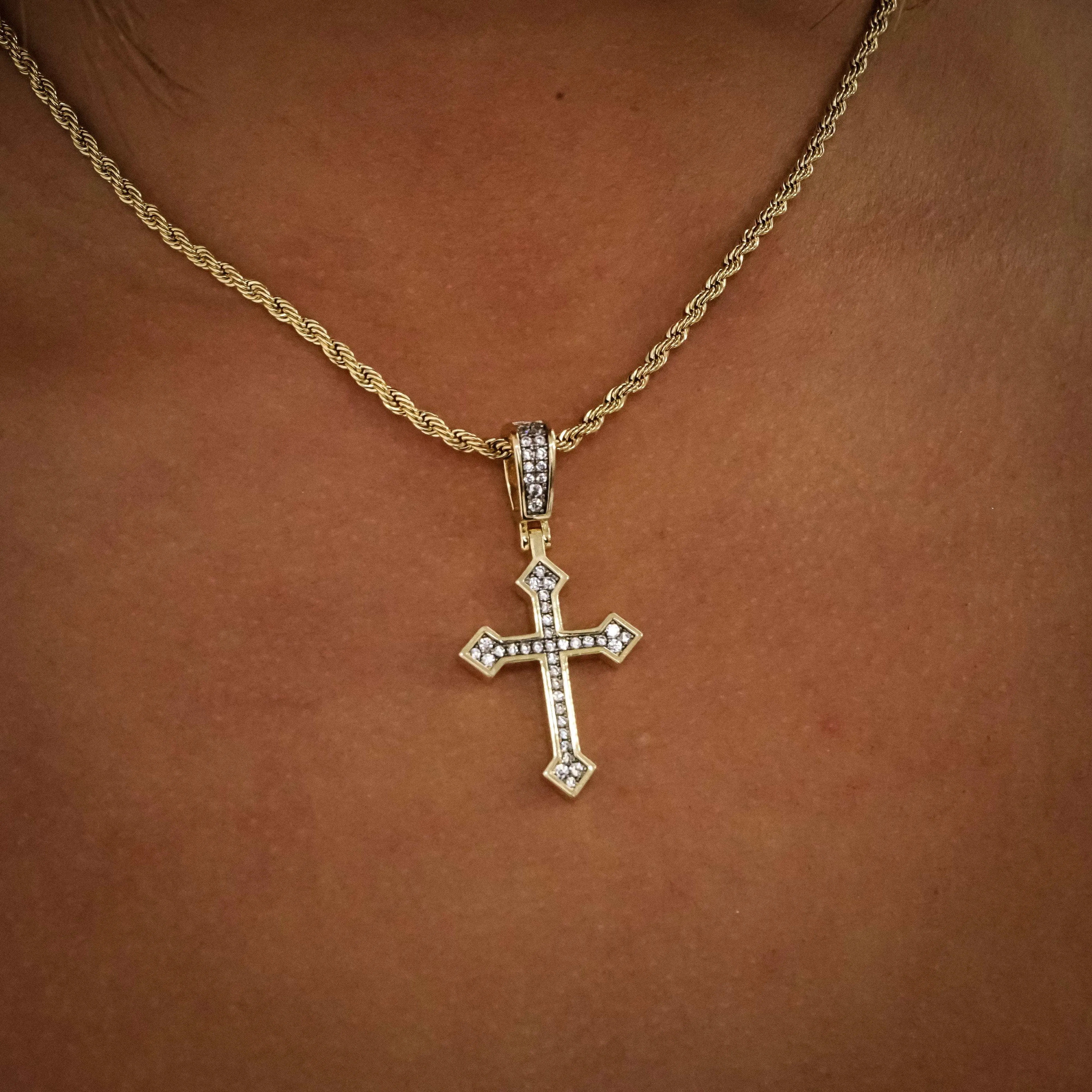 18k Vermeil Iced Celtic Cross in Yellow Gold - The GLD Shop 1 18k Vermeil Iced Celtic Cross in Yellow Gold - The GLD Shop