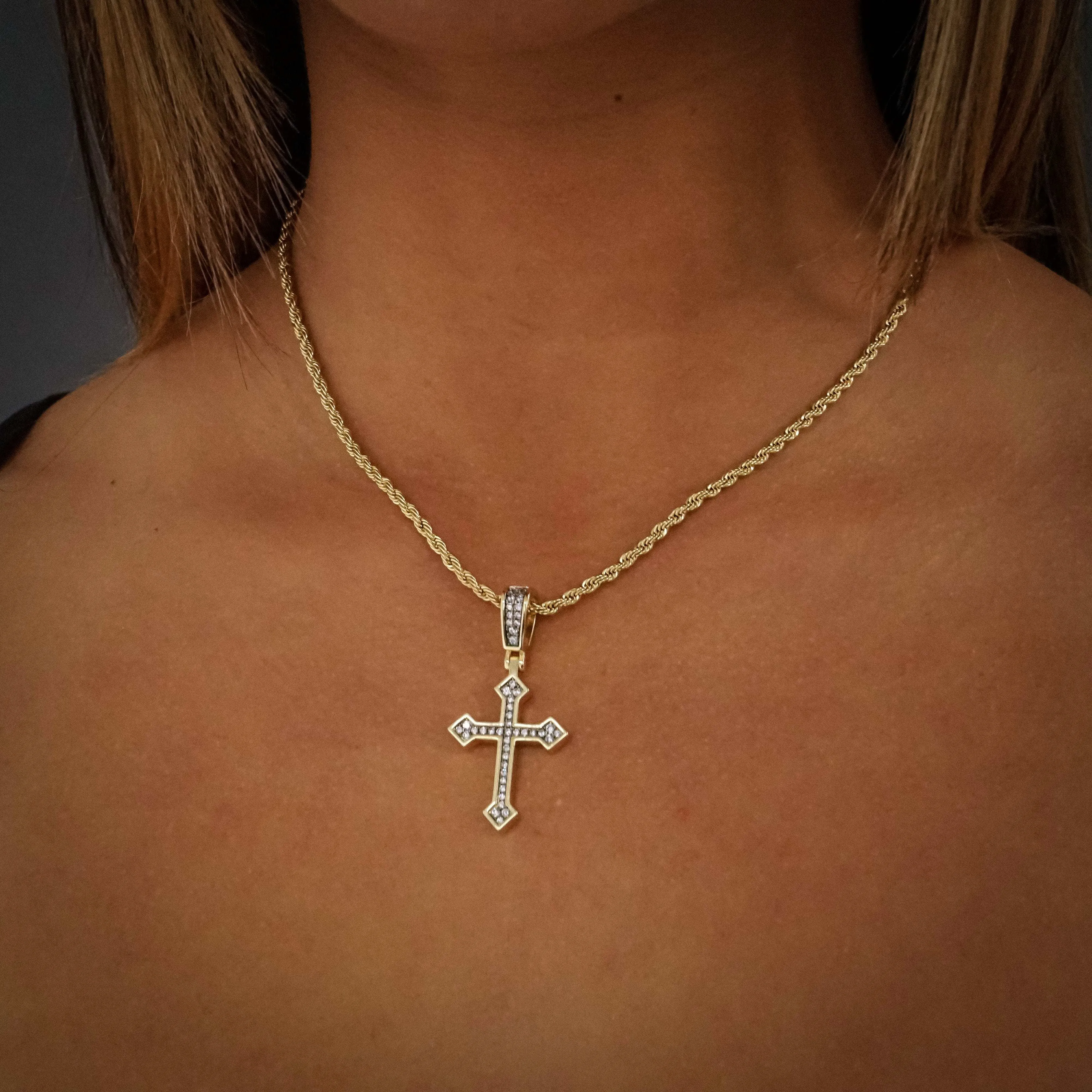 18k Vermeil Iced Celtic Cross in Yellow Gold - The GLD Shop 12 18k Vermeil Iced Celtic Cross in Yellow Gold - The GLD Shop