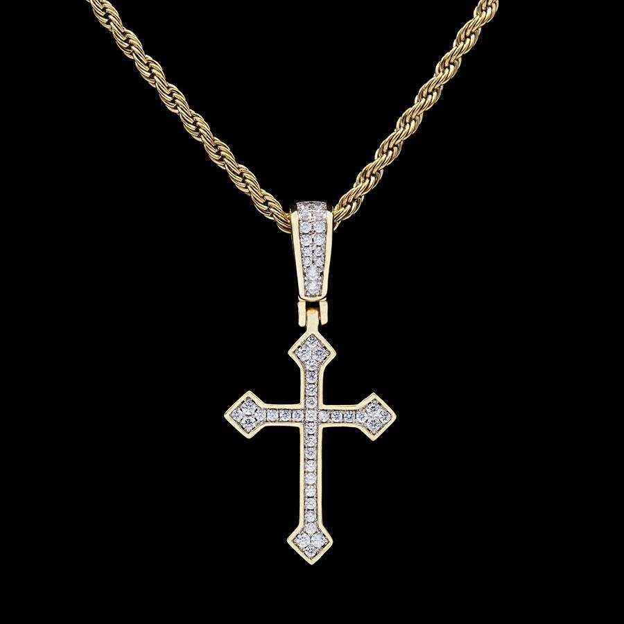 18k Vermeil Iced Celtic Cross in Yellow Gold - The GLD Shop 16 18k Vermeil Iced Celtic Cross in Yellow Gold - The GLD Shop