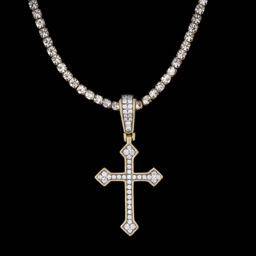18k Vermeil Iced Celtic Cross in Yellow Gold - The GLD Shop 18 18k Vermeil Iced Celtic Cross in Yellow Gold - The GLD Shop