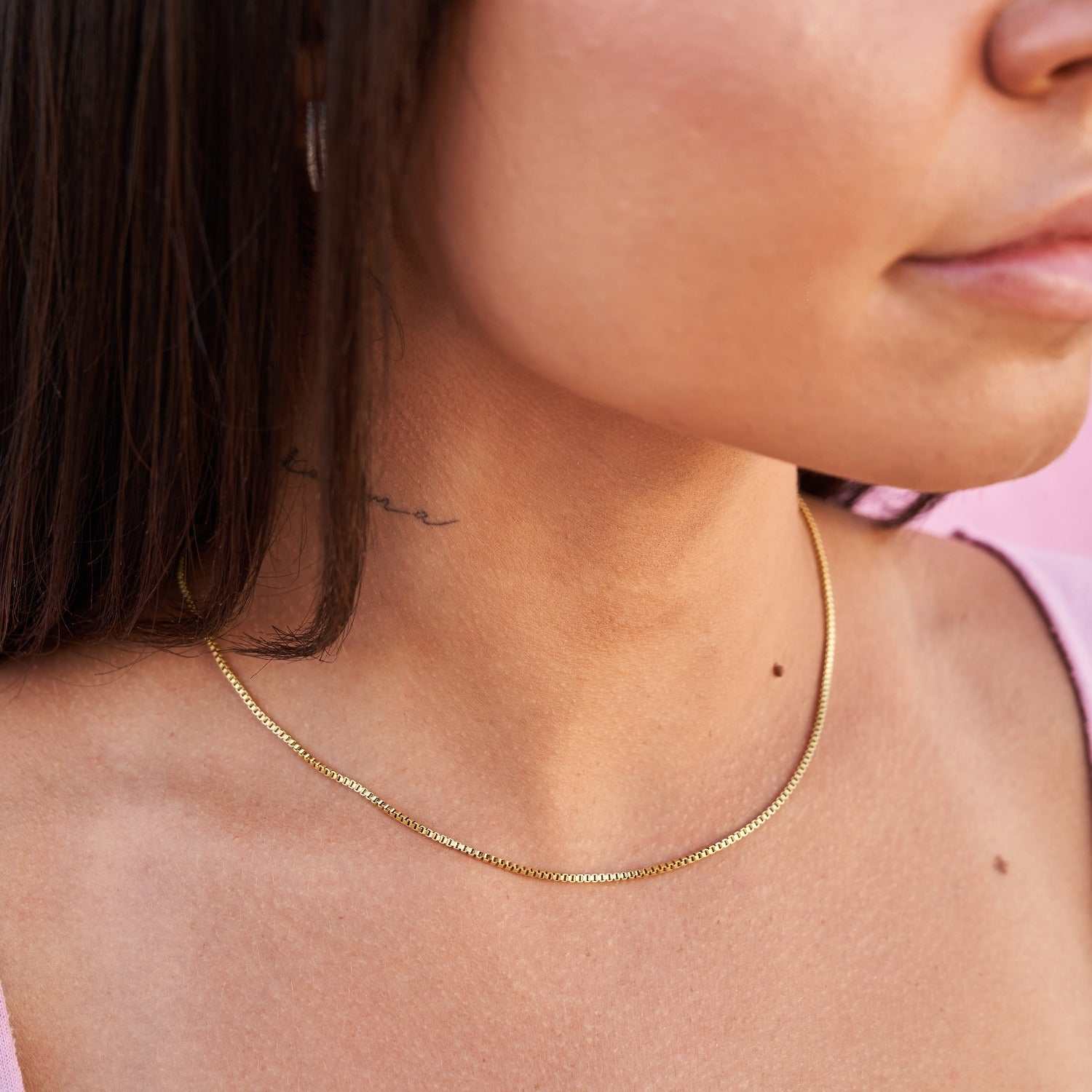 Micro Box Chain Necklace in Yellow Gold - The GLD Shop 1 Micro Box Chain Necklace in Yellow Gold - The GLD Shop