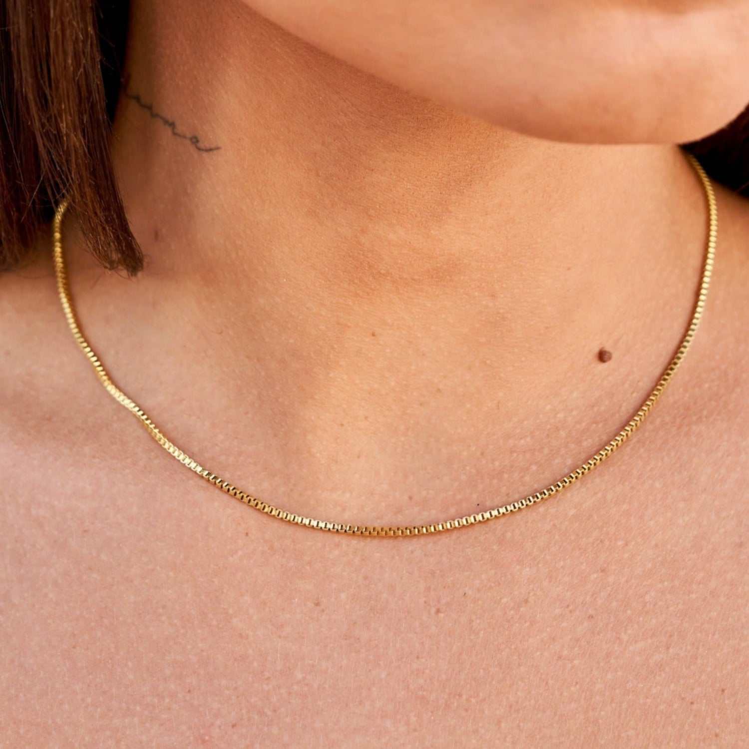 Micro Box Chain Necklace in Yellow Gold - The GLD Shop 8 Micro Box Chain Necklace in Yellow Gold - The GLD Shop