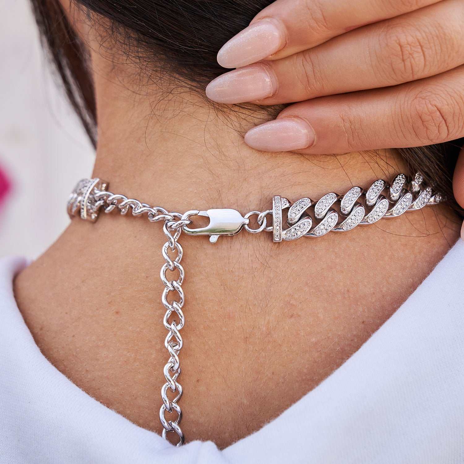 Diamond Cuban Link Choker in White Gold - 12mm - The GLD Shop 11 Diamond Cuban Link Choker in White Gold - 12mm - The GLD Shop