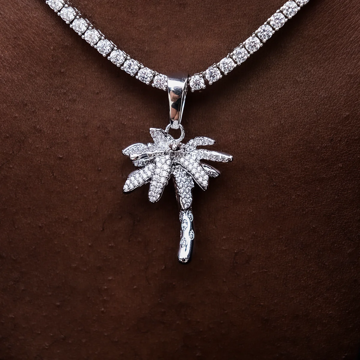 Iced Palm Tree Pendant- The GLD Shop