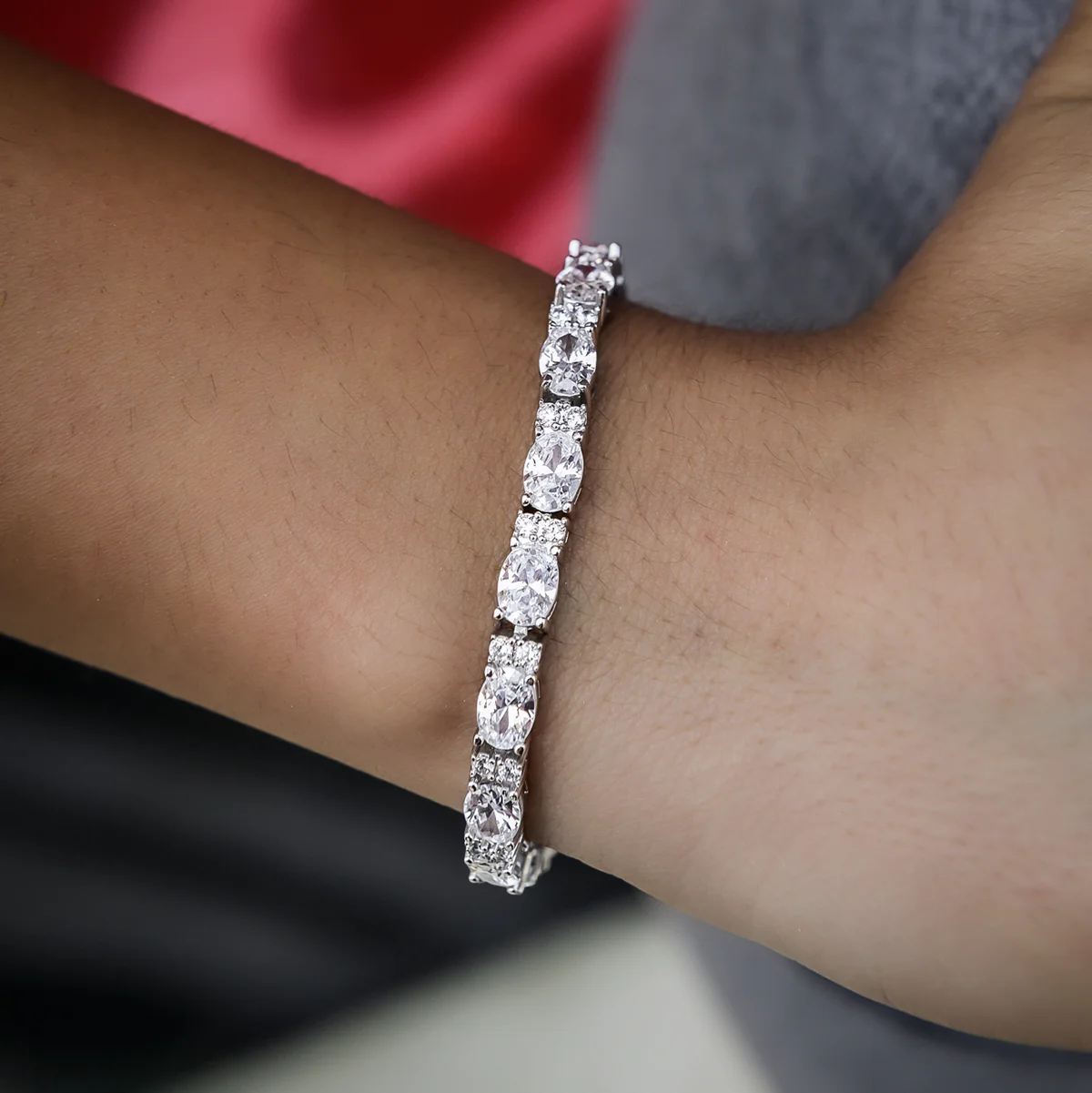 Diamond Mixed Oval Cut Tennis Bracelet- 5mm - The GLD Shop 1 Diamond Mixed Oval Cut Tennis Bracelet- 5mm - The GLD Shop