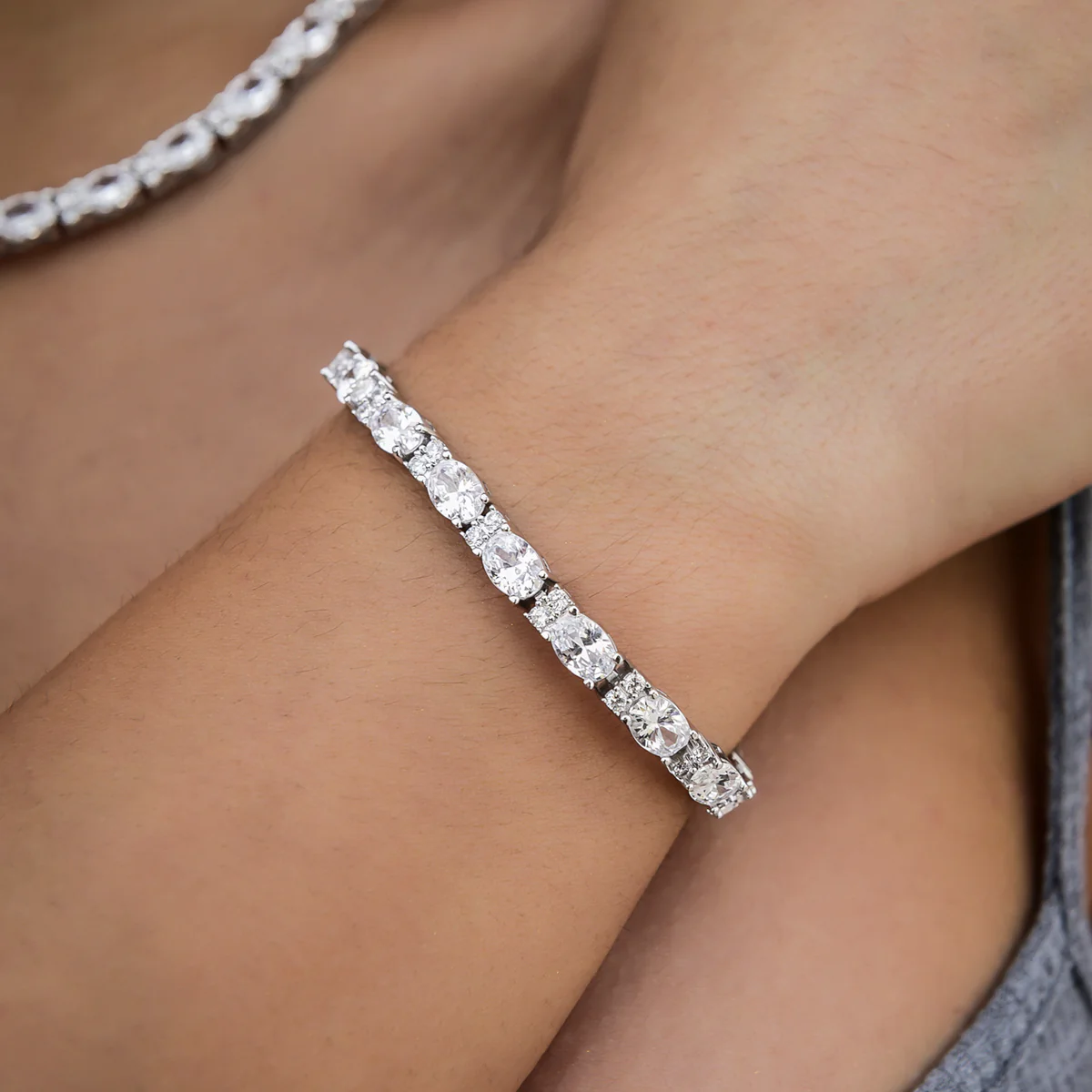 Diamond Mixed Oval Cut Tennis Bracelet- 5mm - The GLD Shop 8 Diamond Mixed Oval Cut Tennis Bracelet- 5mm - The GLD Shop
