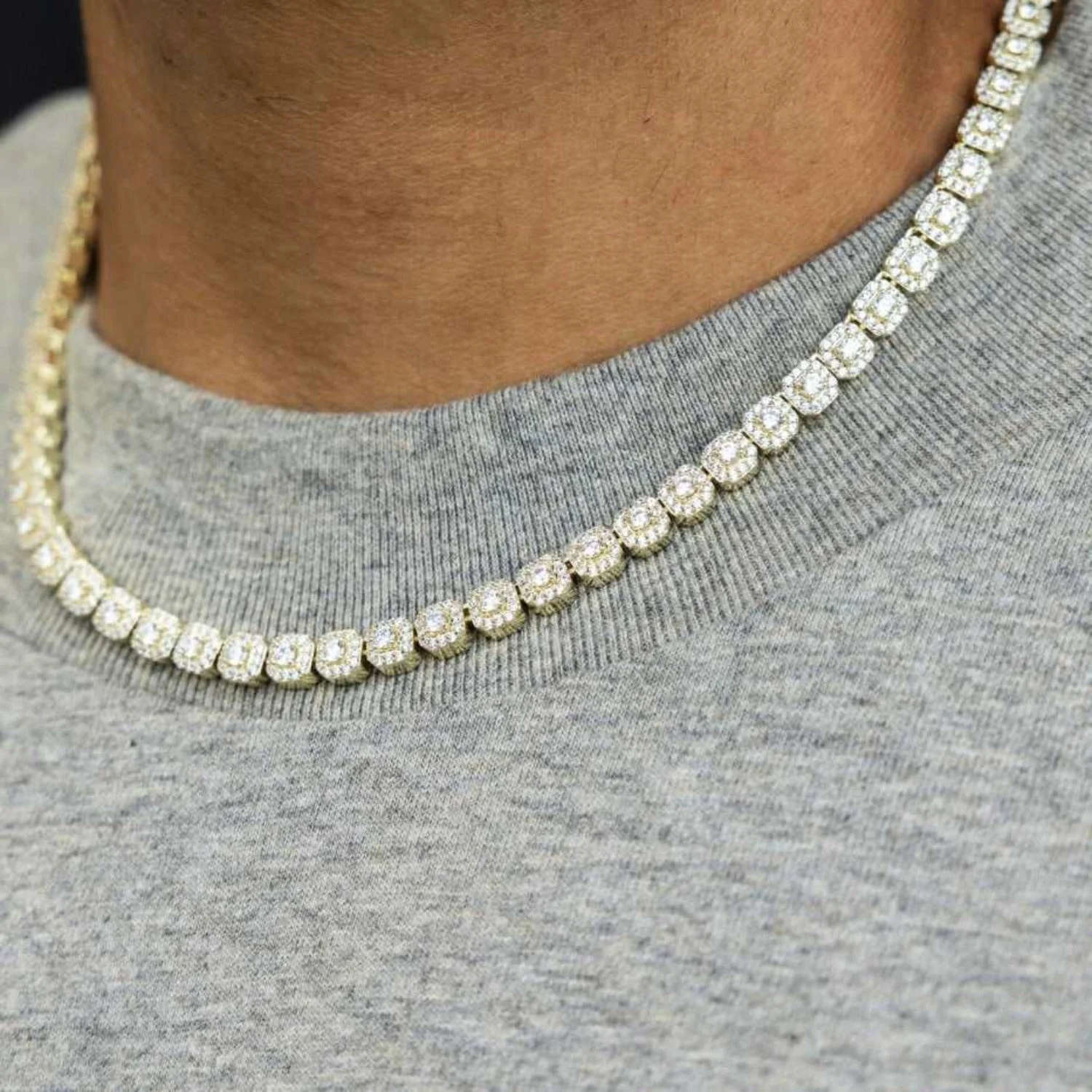 Micro Clustered Tennis Necklace - Yellow Gold - The GLD Shop 1 Micro Clustered Tennis Necklace - Yellow Gold - The GLD Shop