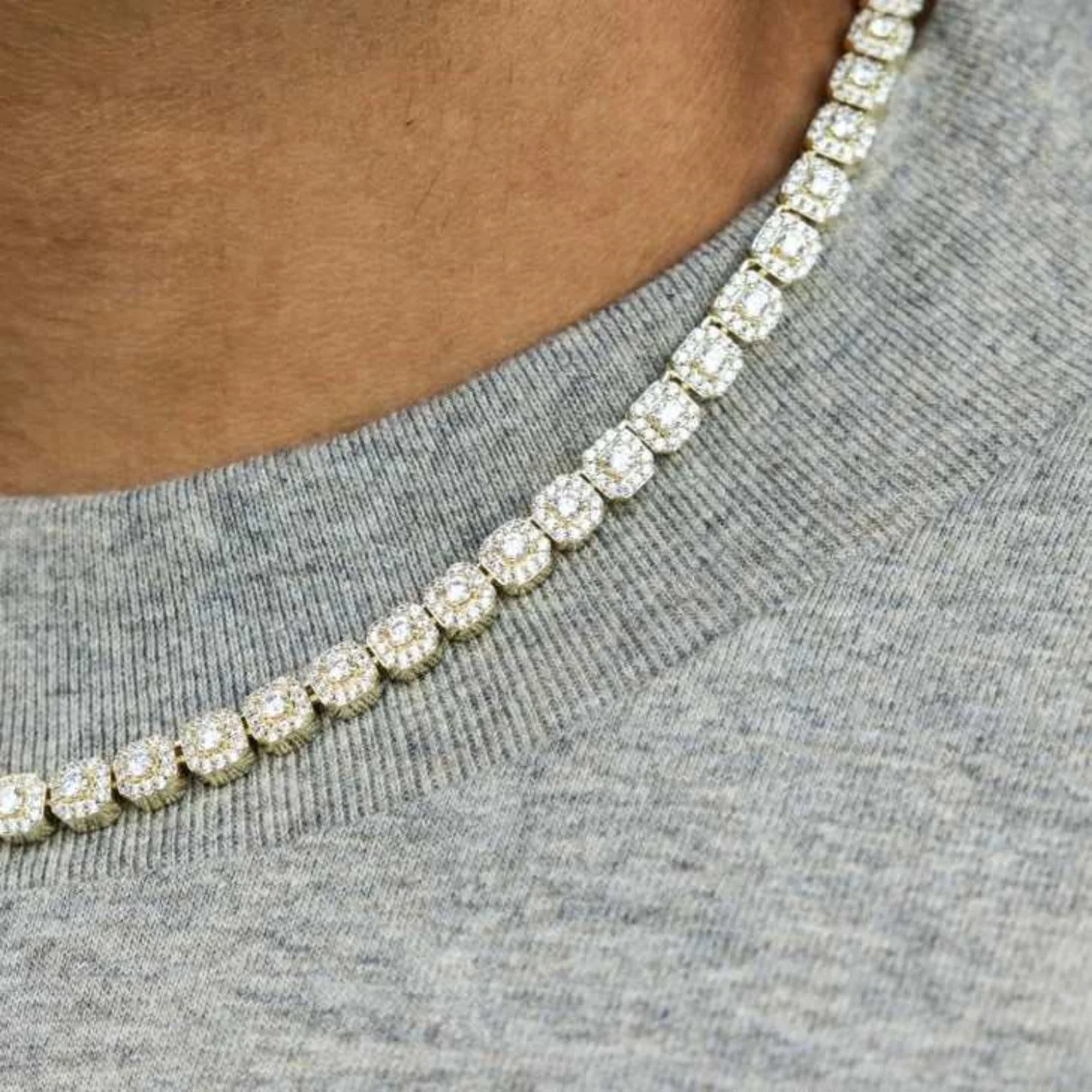 Micro Clustered Tennis Necklace - Yellow Gold - The GLD Shop 9 Micro Clustered Tennis Necklace - Yellow Gold - The GLD Shop