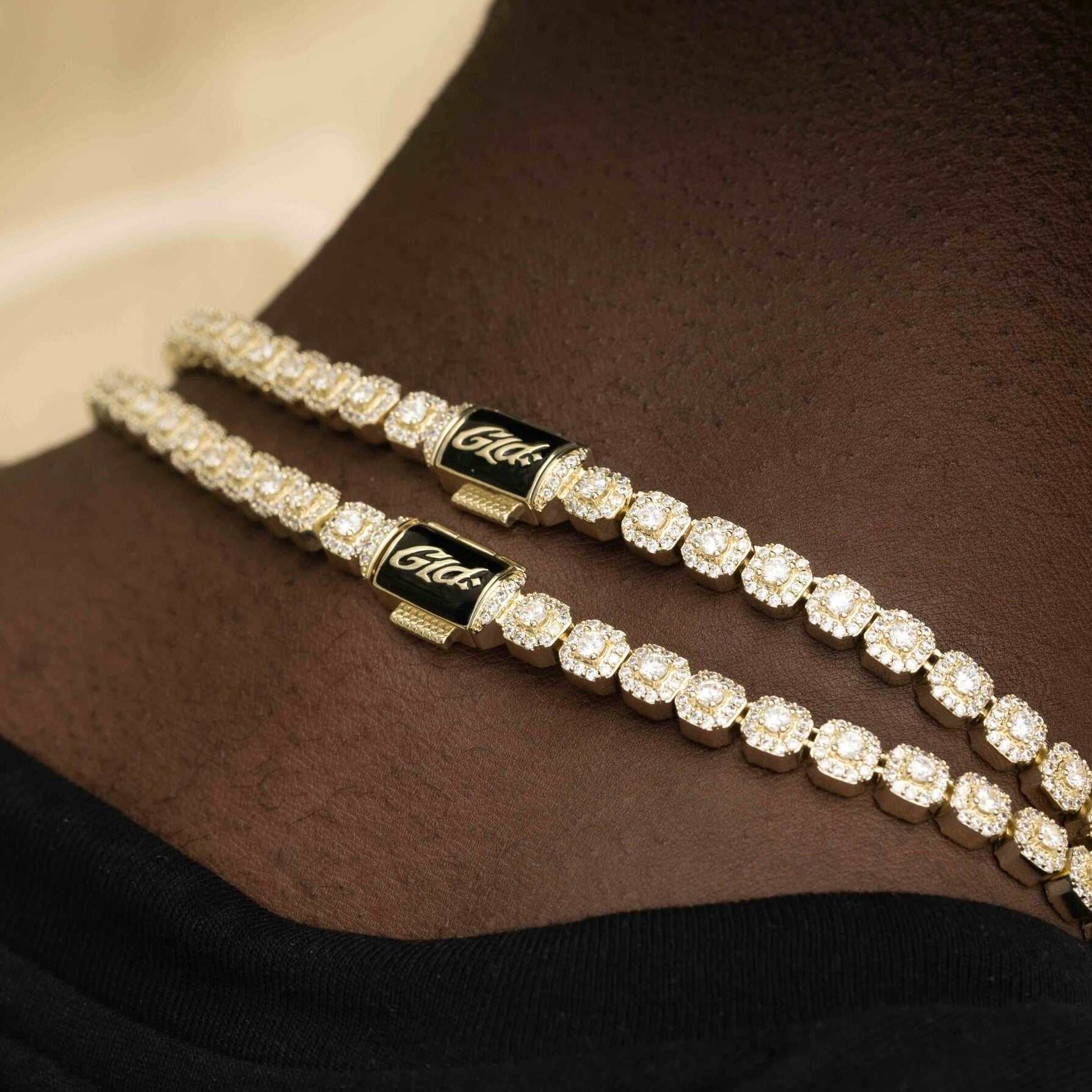 Micro Clustered Tennis Necklace - Yellow Gold - The GLD Shop 11 Micro Clustered Tennis Necklace - Yellow Gold - The GLD Shop