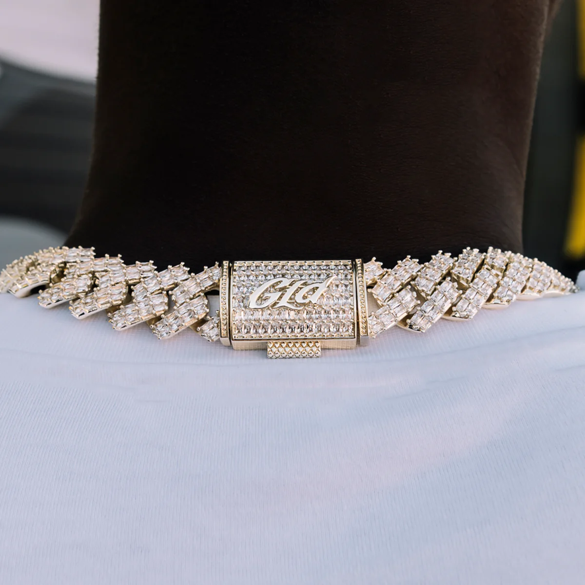 Baguette Prong Set Cuban Chain in Yellow Gold- 19mm - The GLD Shop 15 Baguette Prong Set Cuban Chain in Yellow Gold- 19mm - The GLD Shop