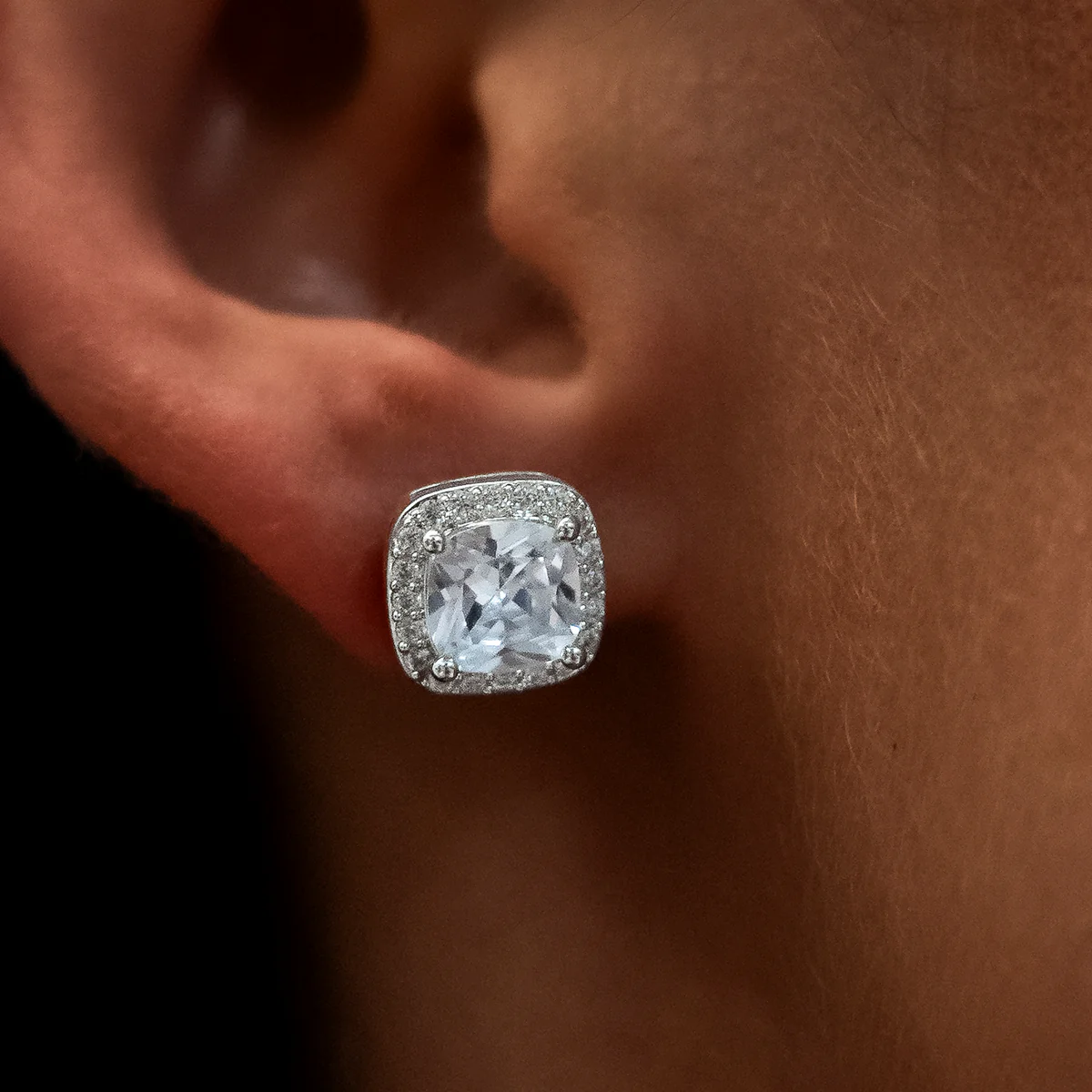 10mm Cushion Cut Earrings in White Gold - The GLD Shop 5 10mm Cushion Cut Earrings in White Gold - The GLD Shop