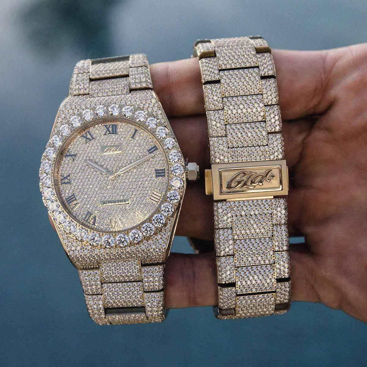 42MM Fully Iced Alpha Era® in Gold - The GLD Shop 9 42MM Fully Iced Alpha Era® in Gold - The GLD Shop