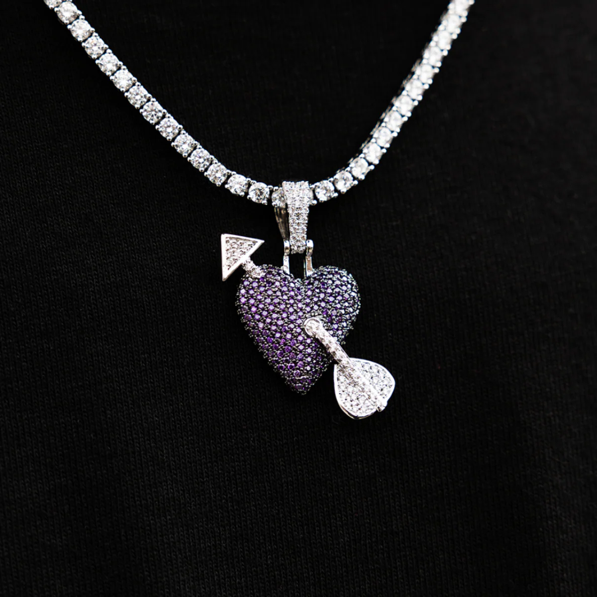 Purple Heart Pendant in White Gold - The GLD Shop