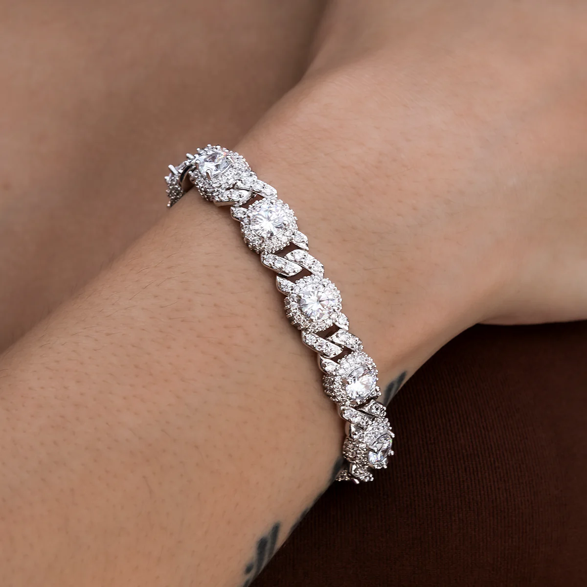 Iced Diamond Station Cuban Bracelet - The GLD Shop 7 Iced Diamond Station Cuban Bracelet - The GLD Shop